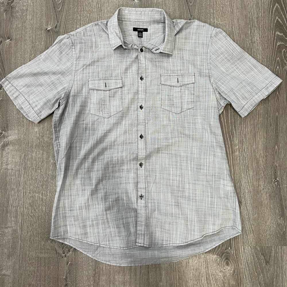 Alfani, men’s casual short sleeve button down in gray